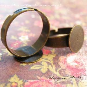 24 Adjustable Antique Bronze Brass Ring Shanks..
