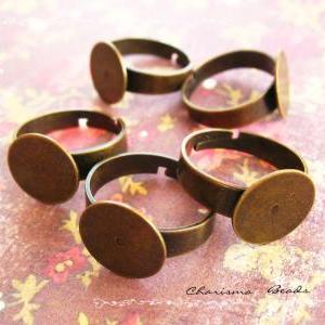 24 Adjustable Antique Bronze Brass Ring Shanks..