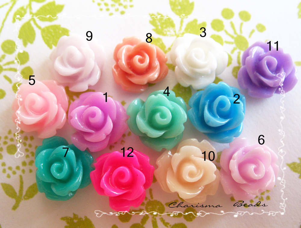 8 Resin Mini Roses Mum Flower Cabochons Accessory 10x6.5mm