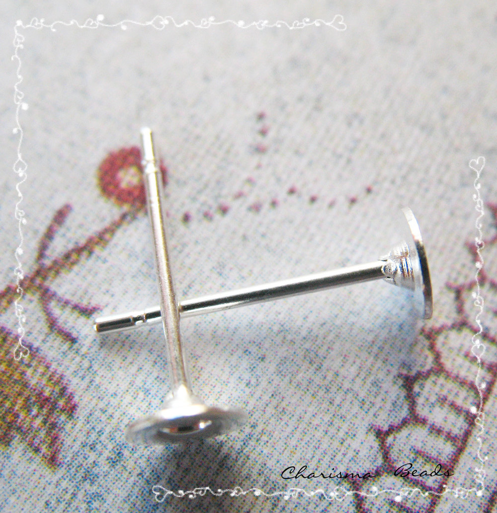 36pcs/18 Pairs Earstud Components -earring Posts- Brass Head And Stainless Steel Pin, Flat Pad Head 4mm, 10mm Long