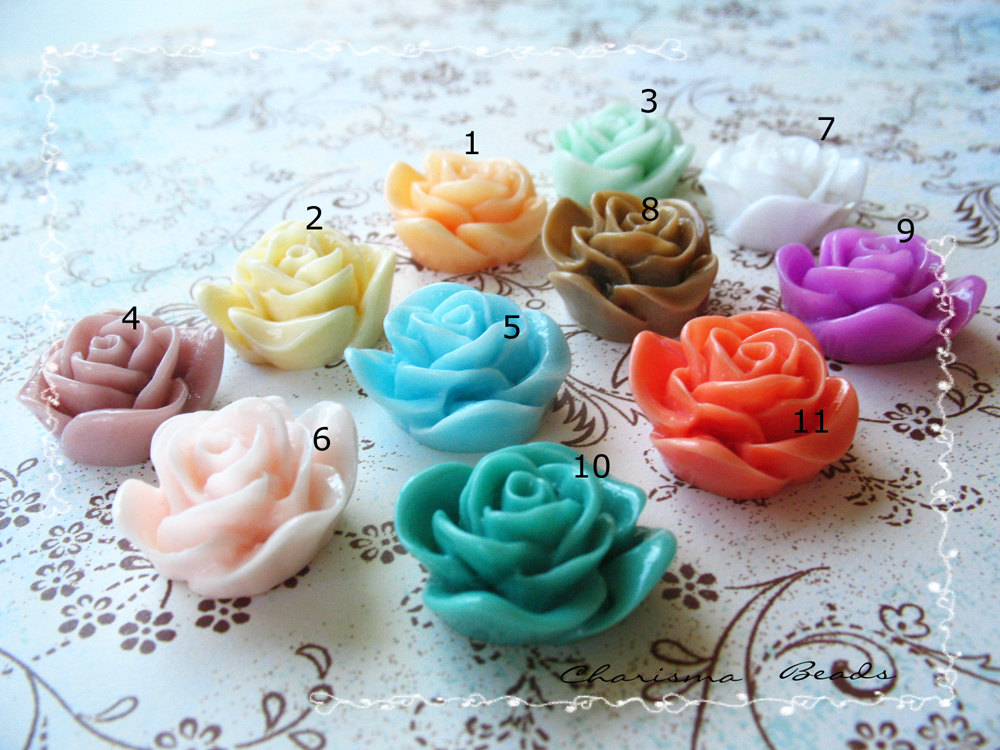 24 Mixed Colors -you Choose The Color And How Many- Resin Roses Cabochons Flower Accessory 22x22x12mm