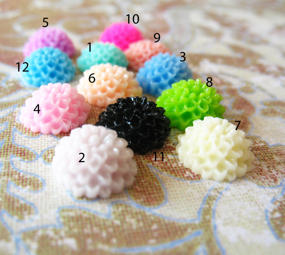 8 Mixed Colors -you Choose The Color And How Many- Resin Chrysanthemum Mum Flower Cabochons Accessory 10x4.5mm