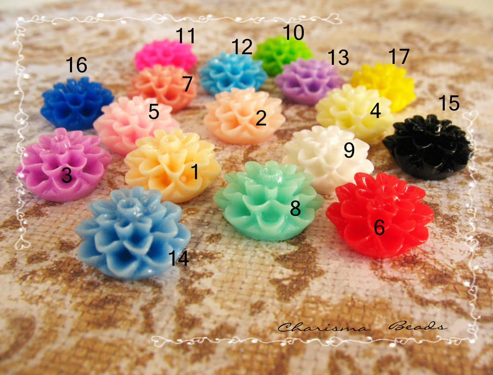 8 Mixed Colors -you Choose The Color And How Many- Resin Chrysanthemum Flower Cabochons Accessory 15x8mm