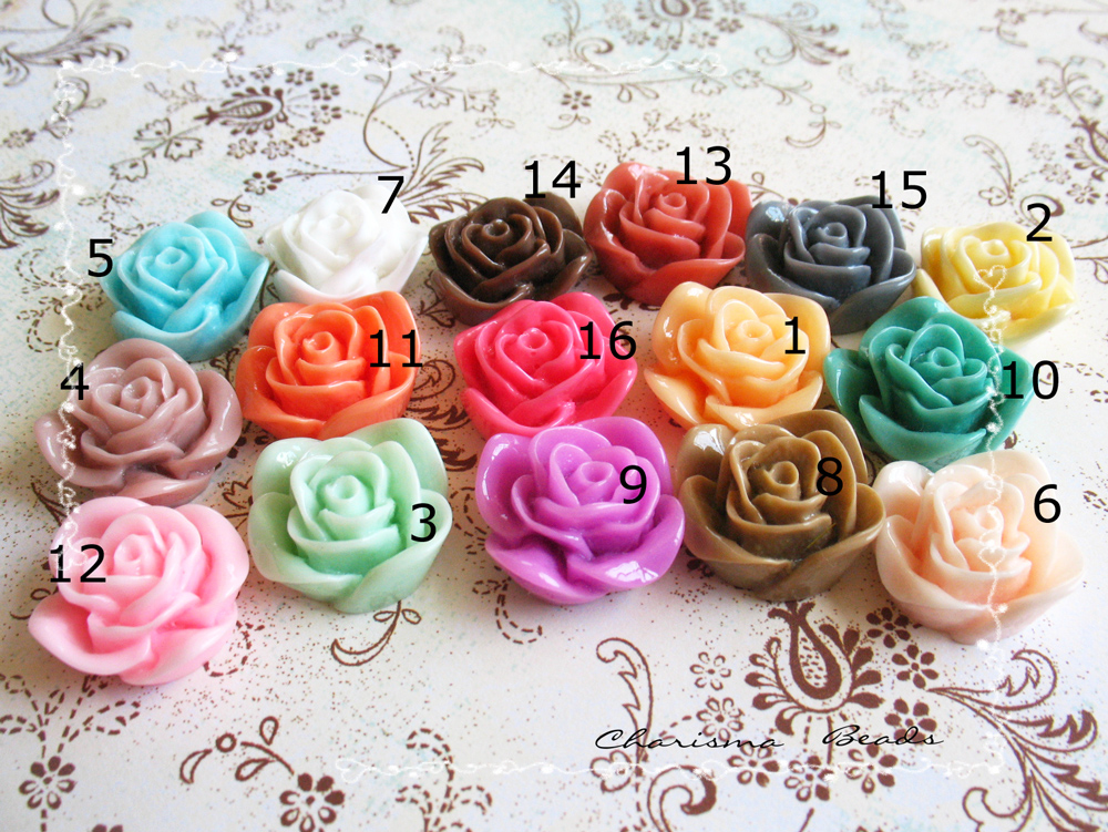 4 Mixed Colors -you Choose The Color And How Many- Resin Roses Cabochons Flower Accessory 22x22x12mm