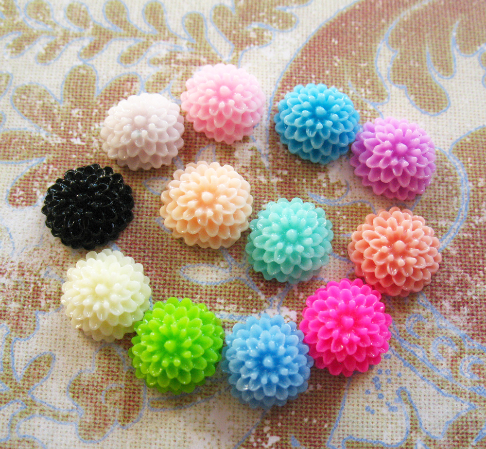30 Mixed Colors -you Choose The Color And How Many- Resin Chrysanthemum Mum Flower Cabochons Accessory 10x4.5mm