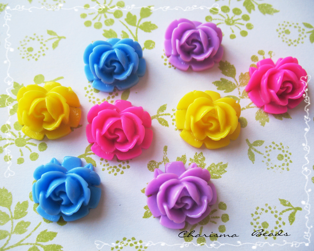 12 Mixed Colors -you Choose The Color And How Many- Resin Roses Cabochons Flower Accessory 18x17x8mm