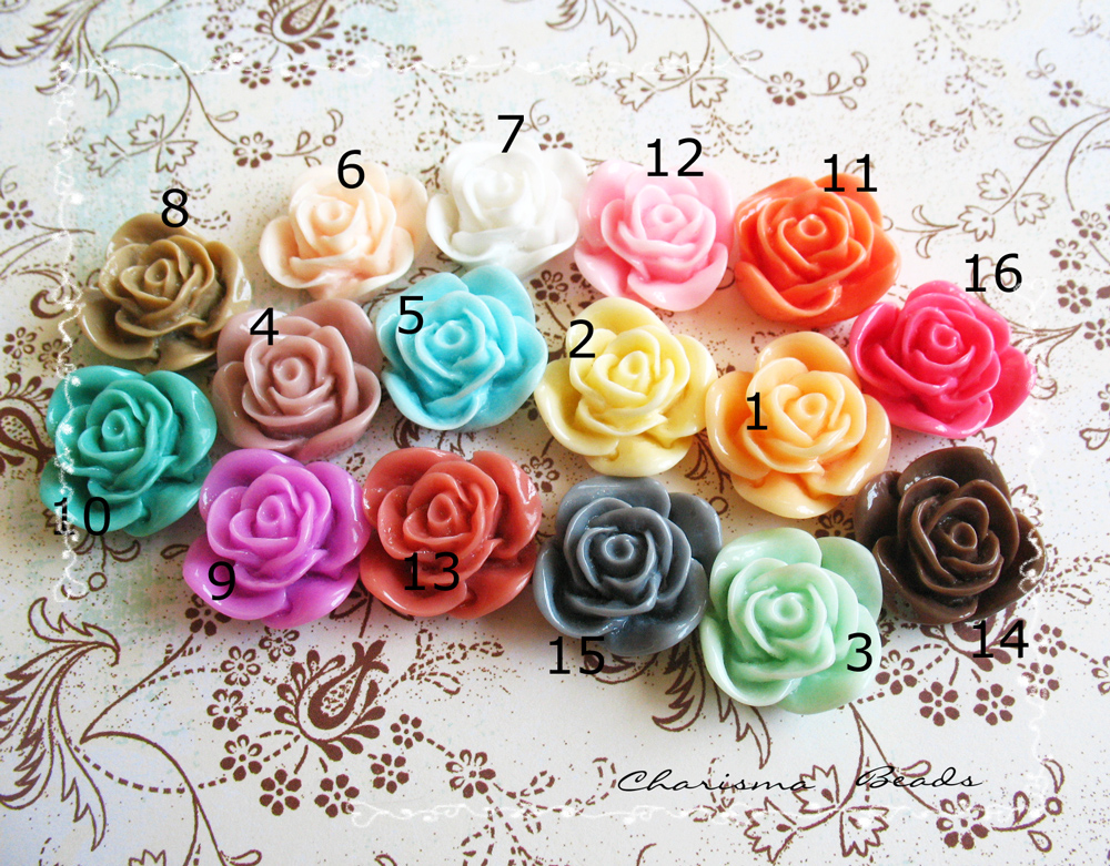 30 Mixed Colors -you Choose The Color And How Many- Resin Roses Cabochons Flower Accessory 22x22x12mm
